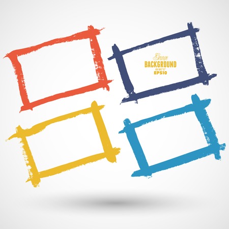 Set of grunge vector frames. Grunge background. Watercolor background. Retro background. Vintage background. Design elements. Hand drawn. Texture background. Abstract shape. Vector packのイラスト素材