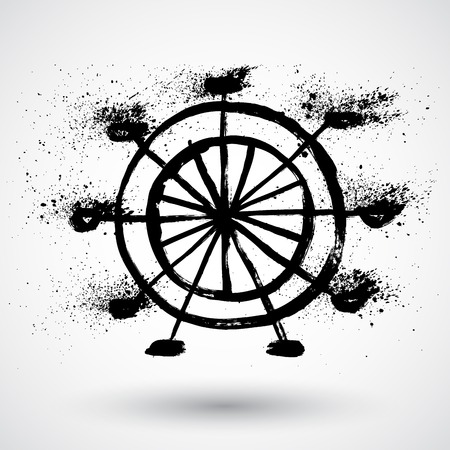 Ferris wheel in grunge styleのイラスト素材