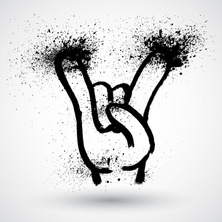 Grunge vector rock hand signのイラスト素材
