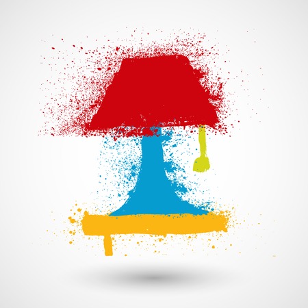 Grunge vintage table lamp isolated on whiteのイラスト素材