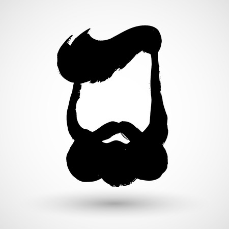 Grunge man with mustaches and beardのイラスト素材