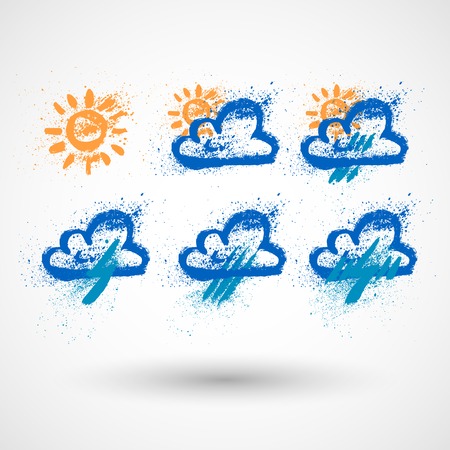 Weather hand drawing iconsのイラスト素材