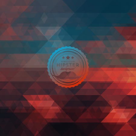 Hipster background made of triangles. Retro label design. Square composition with geometric shapes, color flow effect. Hipster theme label with mustachesのイラスト素材