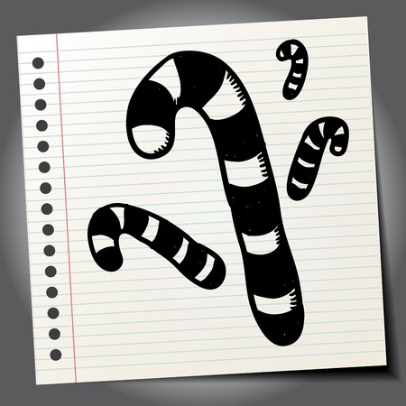 Childlike felt pen drawing of Christmas candy cane illustration.のイラスト素材