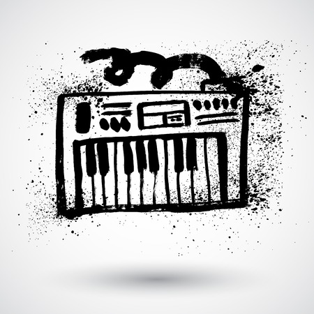 Grunge illustration pianoのイラスト素材