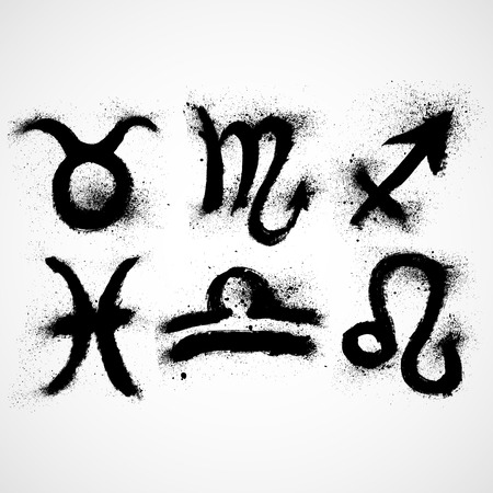 Vector horoscope icon set in grunge styleのイラスト素材