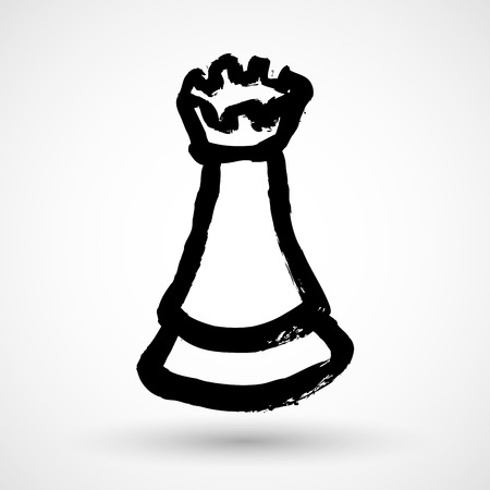 Rook (chess) grunge hand-drawn iconのイラスト素材
