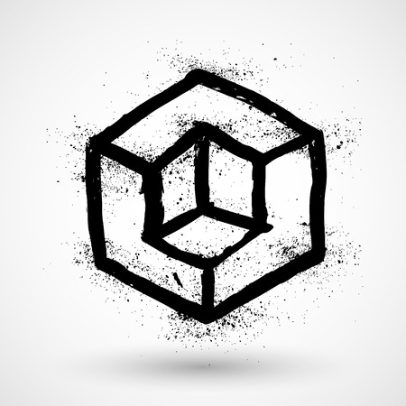 Doodle cube vector design elementのイラスト素材