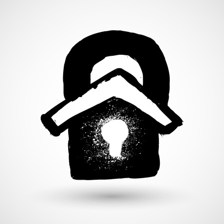 Grunge lock house iconのイラスト素材