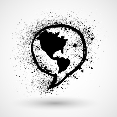 Globe sign icon. World map geography symbol. Speech bubble information iconのイラスト素材