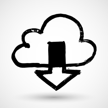 Download from cloud icon. Upload button. Load symbol.のイラスト素材