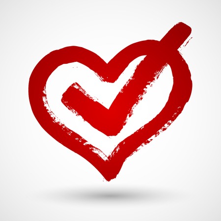 Red grunge heart, vectorのイラスト素材