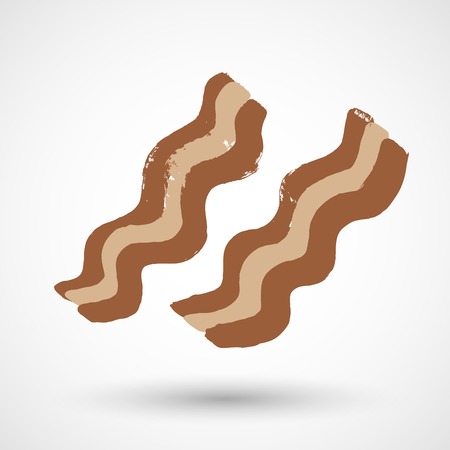 Cooked slices of bacon isolated on whiteのイラスト素材