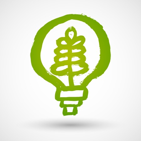 Green eco energy concept, plant growing inside the light bulbのイラスト素材