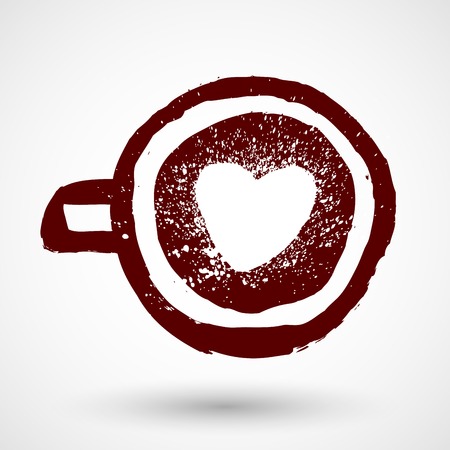 Grunge coffee cup with love symbolのイラスト素材