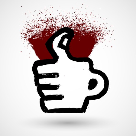 Grunge coffee concept with thumb up and cupのイラスト素材