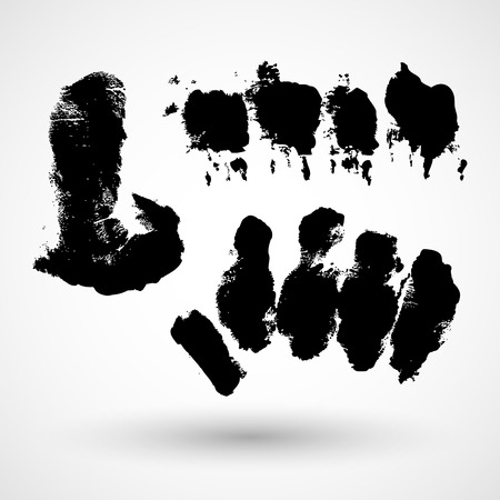 Black grungy vector abstract hand-painted brush strokesのイラスト素材