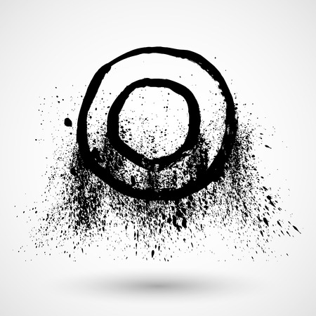 Vector ink grunge circle frameのイラスト素材