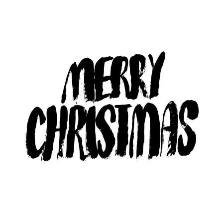 Merry Christmas. Winter Holiday greeting card with calligraphy. Hand drawn design elements. Handwritten modern lettering.のイラスト素材