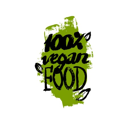 Healthy organic food label for vegetarian restaurant, vegan cafe menuのイラスト素材