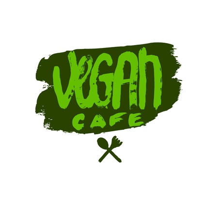 Healthy organic food label for vegetarian restaurant, vegan cafe menuのイラスト素材