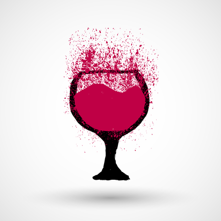 Wine grunge glass. Hand drawn grunge ink illustration.のイラスト素材