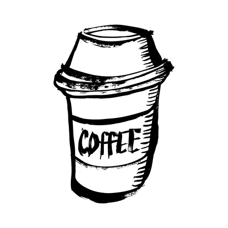 Coffee Cup. Grunge Ink Illustration.のイラスト素材