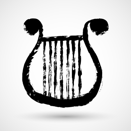 Grunge style, small harp icon.のイラスト素材