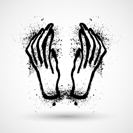 Halloween grunge style, pair of hands.のイラスト素材