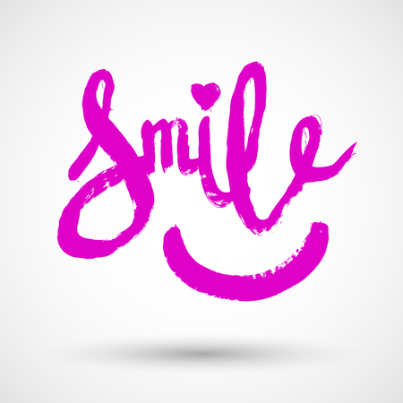 Smile - hand drawn lettering phraseのイラスト素材