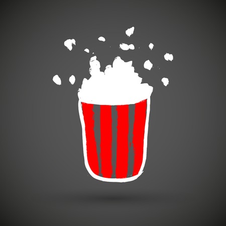 Vector popcorn icon. Food grunge icon.のイラスト素材