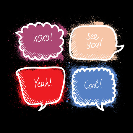 Grunge doodle hand drawn bubble speech setのイラスト素材