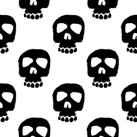 seamless pattern with skulls and grungeのイラスト素材
