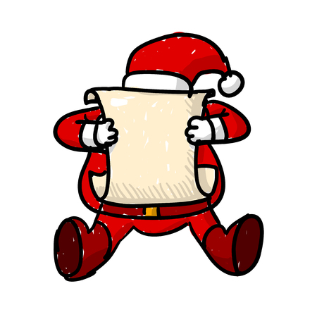 Doodle Santa with a scrollのイラスト素材