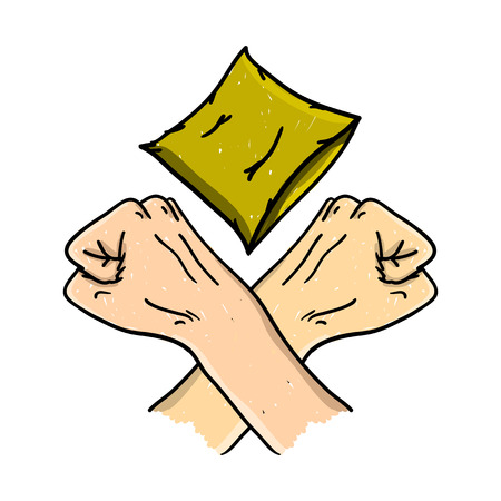 Pillow fight doodle iconのイラスト素材