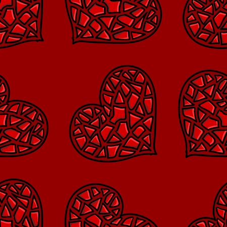 Retro seamless pattern with colorful heartsのイラスト素材