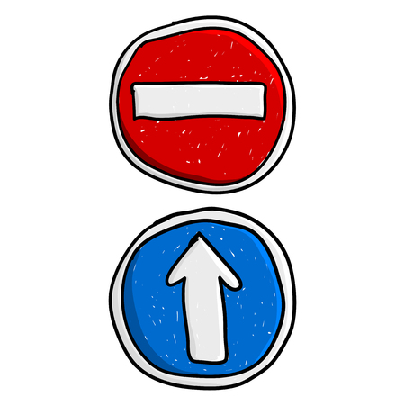 Doodle road signsのイラスト素材