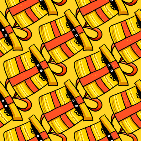 Present seamless pattern in doodle style. Vector background.のイラスト素材