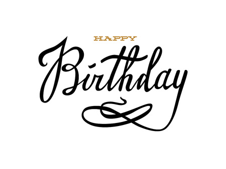 Happy Birthday. Beautiful greeting card poster with calligraphy text. Hand drawn design elements. Handwritten modern brush lettering on a white background isolated vectorのイラスト素材