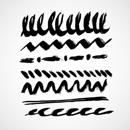 Collection of black ink brush strokes. Vector grunge splatter stains isolated on white background. Artistic backdrop for  banners and headlines.のイラスト素材