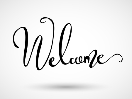 Welcome hand lettering, vector illustrationのイラスト素材