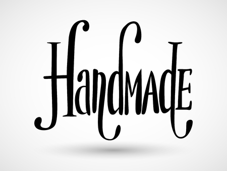 Vector set of hand drawn grunge badges. Handmade, workshop, hand made shop graphic design set. Arts and crafts, sewing elements, icons,   badges set isolated, letteringのイラスト素材