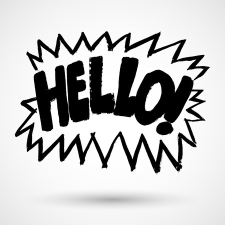 Lettering hello, vector label. Comics book balloonのイラスト素材