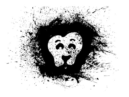 Lion. Vector illustration in grunge style. Element for your design.のイラスト素材