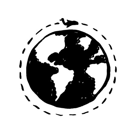 Plane Globe Icon stock vector illustration flat designのイラスト素材