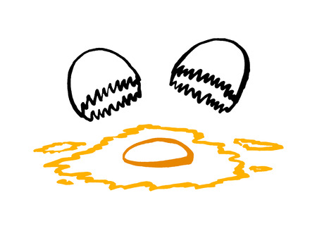 Frying egg using hand drawing or doodle artのイラスト素材