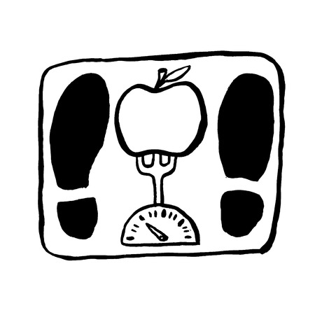weight scale doodleのイラスト素材