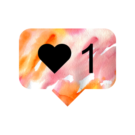 New Counter Notification Watercolor Icon. Follower. New Icon like 1 symbol, button. Social media like ui. Vector illustration.のイラスト素材