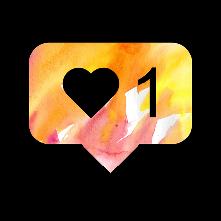 New Counter Notification Watercolor Icon. Follower. New Icon like 1 symbol, button. Social media like ui. Vector illustration.のイラスト素材