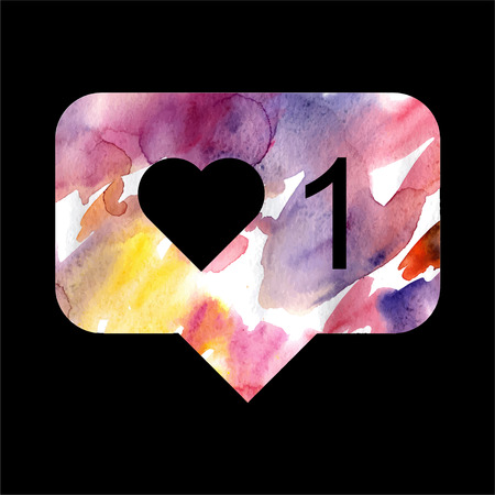 New Counter Notification Watercolor Icon. Follower. New Icon like 1 symbol, button. Social media...